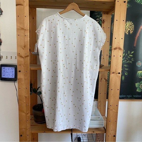 Boden White Metallic Gold Dots Faye Jersey T-shirt Dress - Picture 7 of 16
